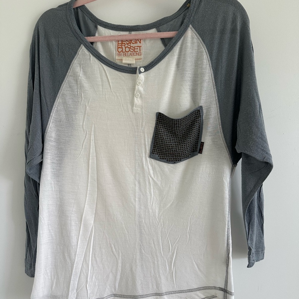 Billabong Designer’s Closet White Henley with Charcoal Trim